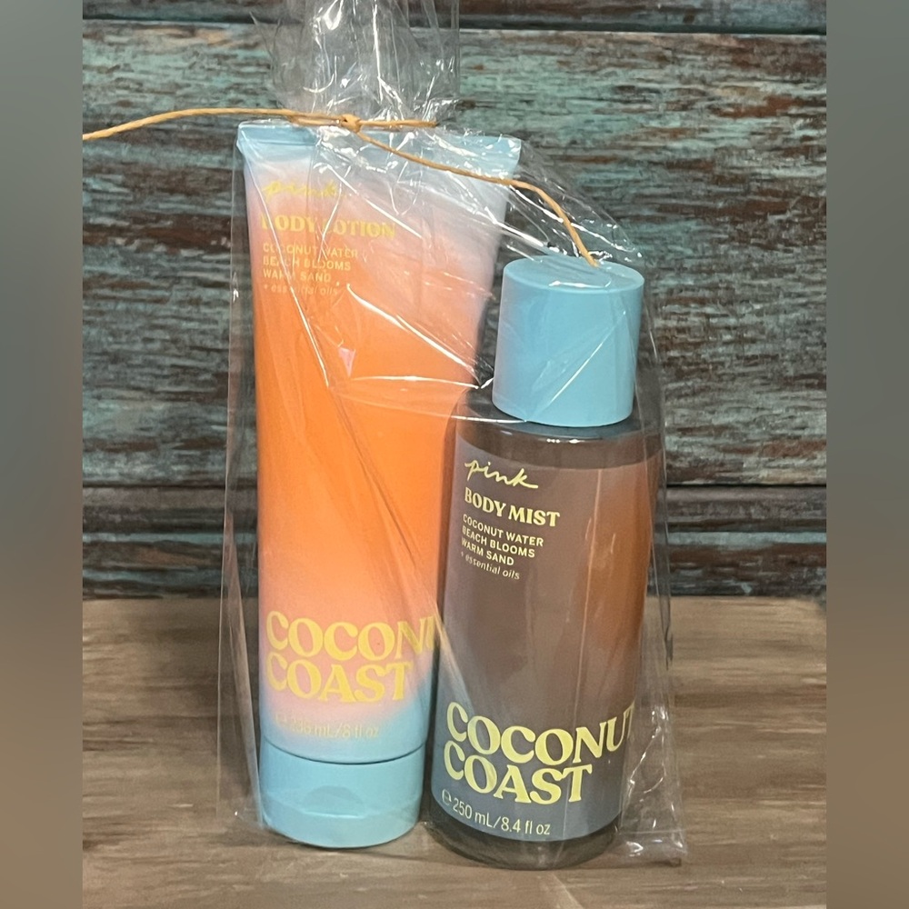 NWT!VS PINK SET!Coconut Coast Body Mist 8.4oz&Coconut Coast Body Lotion 8oz!NWT!